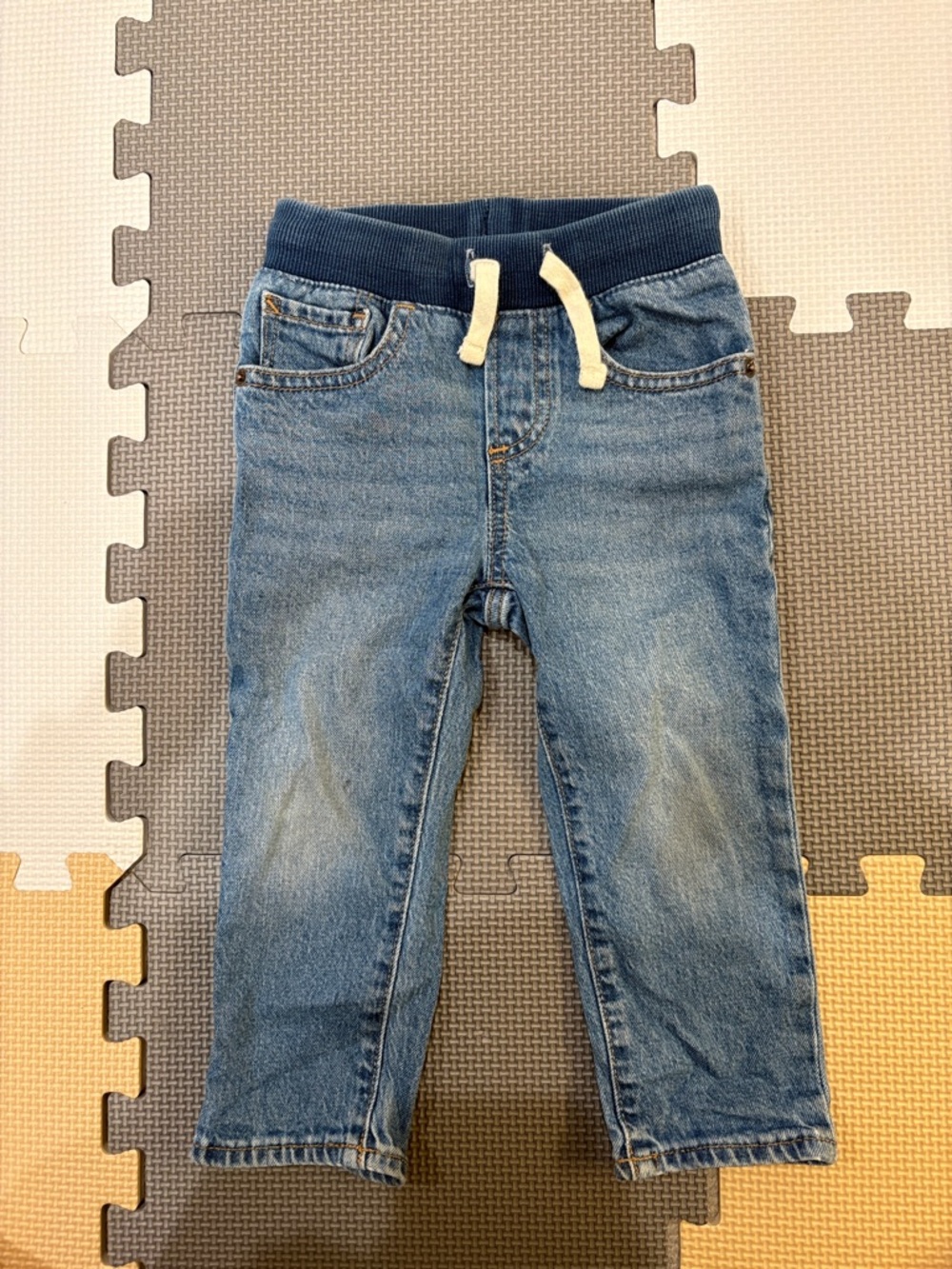 GAP Blue Denim Jogger Jeans with Navy Rib Waistband